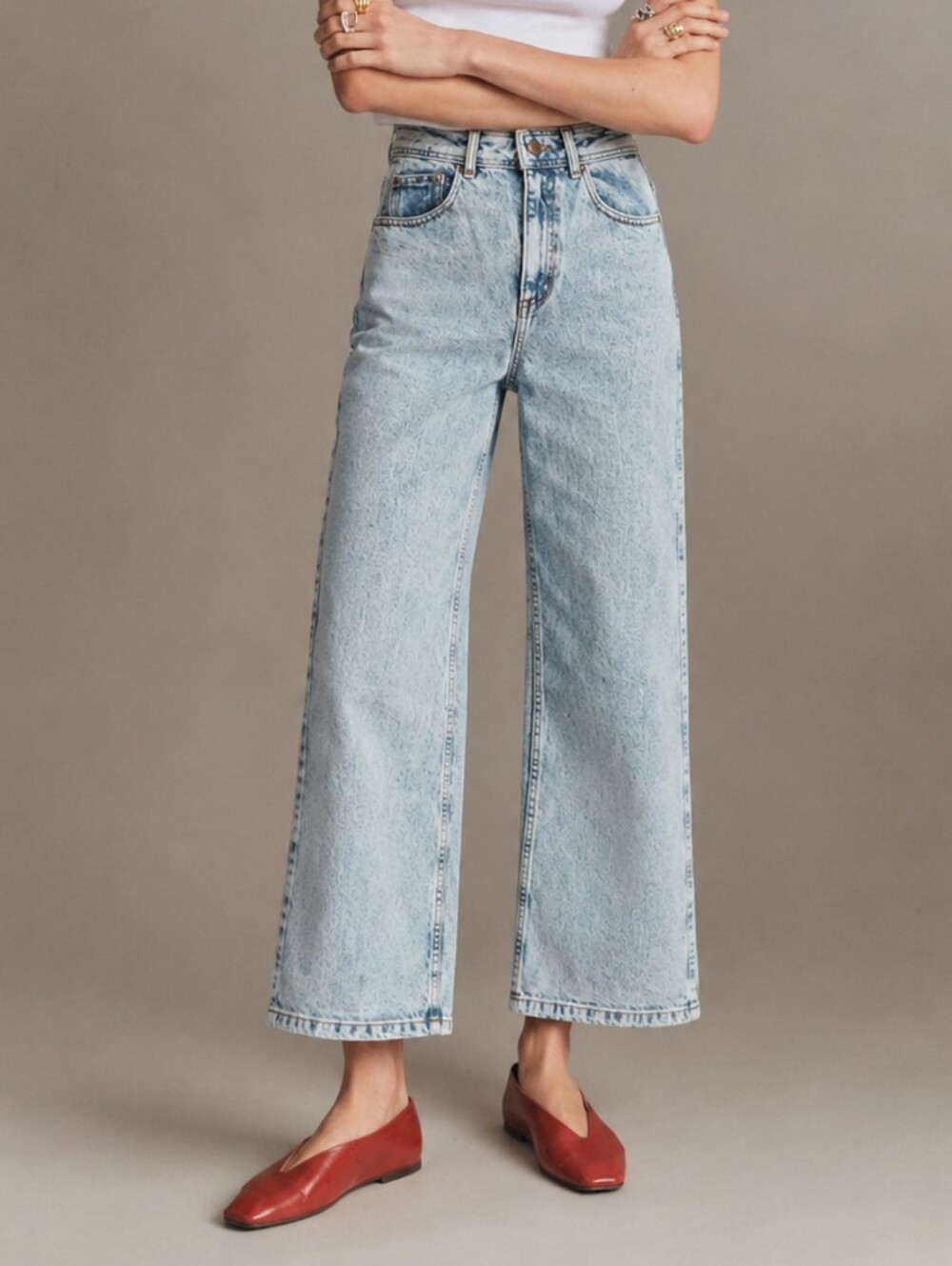 NWT SEZANE Le Crop Edge Blue High-waist Cropped Jeans 38/6 NEW!